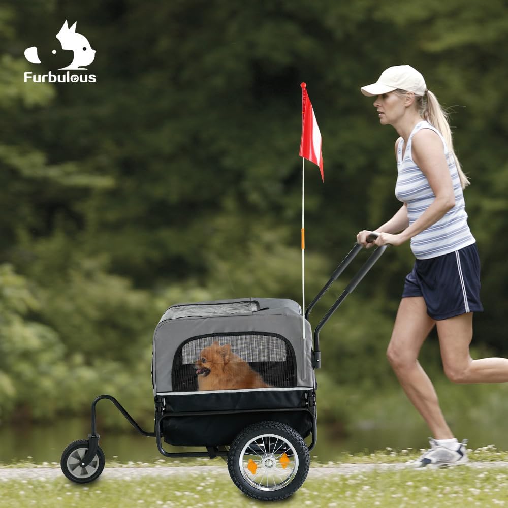 Furbulous 2-in-1 Pet Bike Trailer and Jogging Stroller