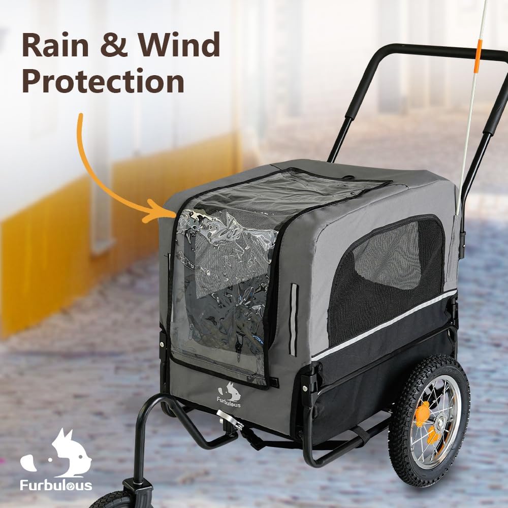 Furbulous 2-in-1 Pet Bike Trailer and Jogging Stroller