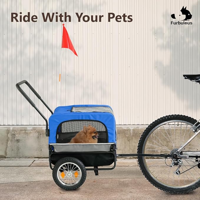 Furbulous 2-in-1 Pet Bike Trailer and Jogging Stroller