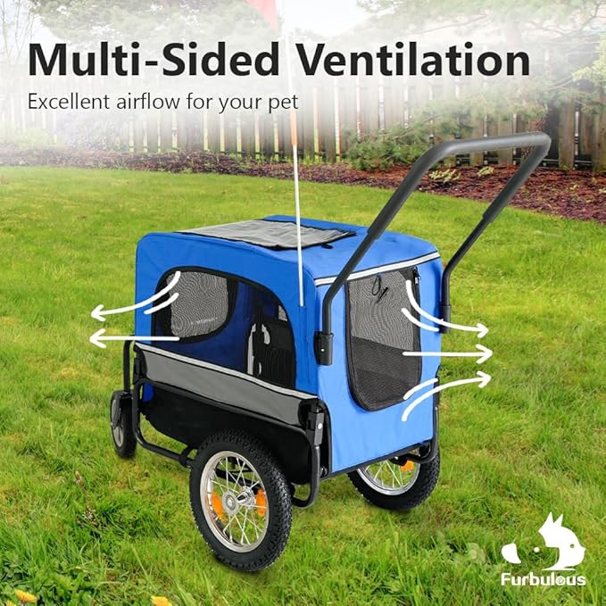 Furbulous 2-in-1 Pet Bike Trailer and Jogging Stroller