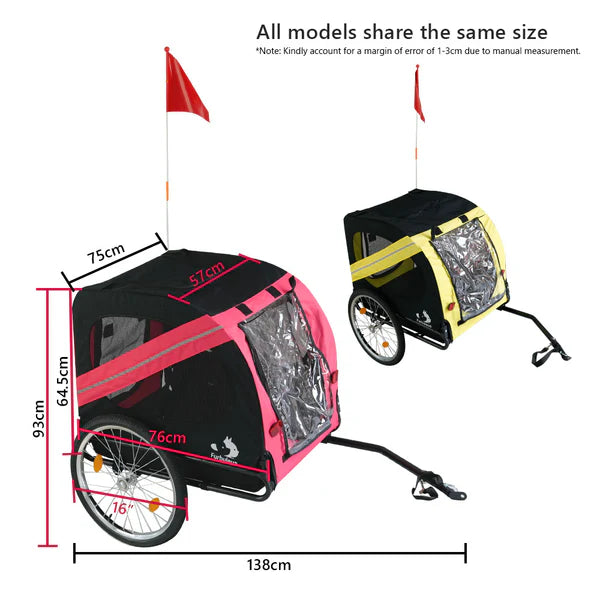 Furbulous Pet Bike Trailer - Yellow