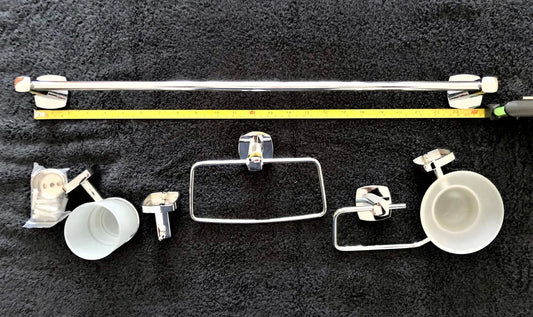 6pcs Chrome Phoenix Bathroom Accessory Set,Towel Rail,Toilet Roll Holder & more