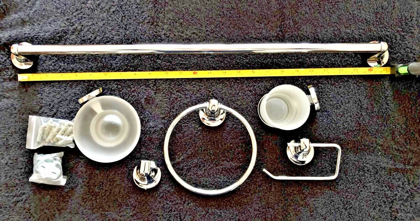 6pcs Chrome CETUS Bathroom Accessories Set,Towel Rail,Toilet Roll Holder &more