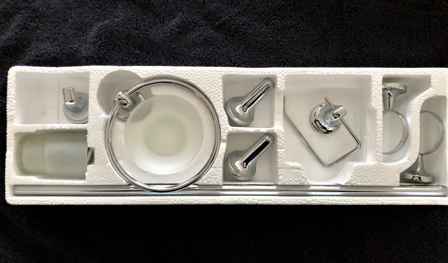 6pcs Chrome CETUS Bathroom Accessories Set,Towel Rail,Toilet Roll Holder &more