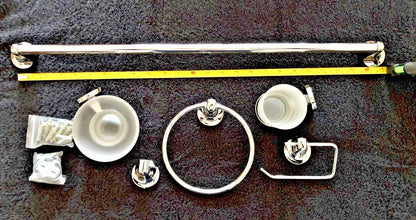 6pcs Chrome CETUS Bathroom Accessories Set,Towel Rail,Toilet Roll Holder &more